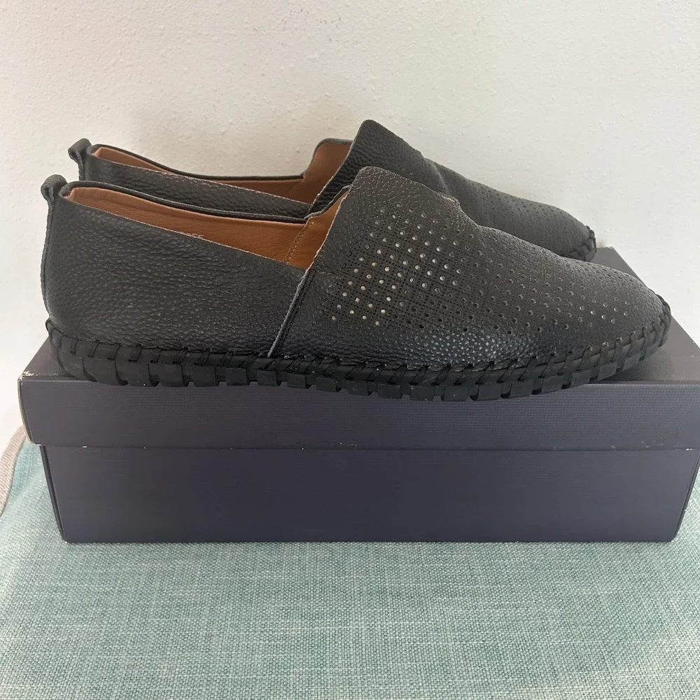 BACCO BUCCI Mens Shoes Black 10.5 Italian Leather Bone Slip On‎ Loafers Casual